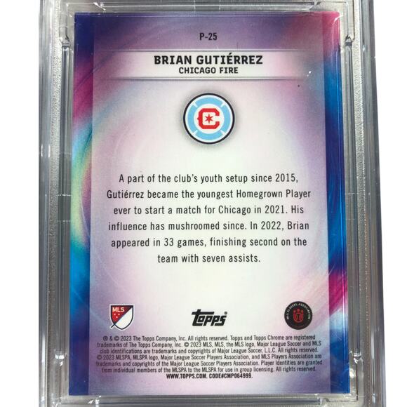 2023 Topps Chrome MLS Pearlers #P-25 Brian Gutiérrez Chicago Fire PSA10 Gm-Mt - Picture 7 of 7